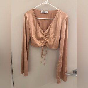 Designer Handmade Champagne Satin Crop Top